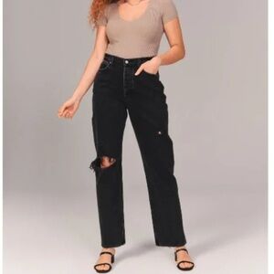 NWT The Dad High Rise black with distressed knee size 26 Short (2S)